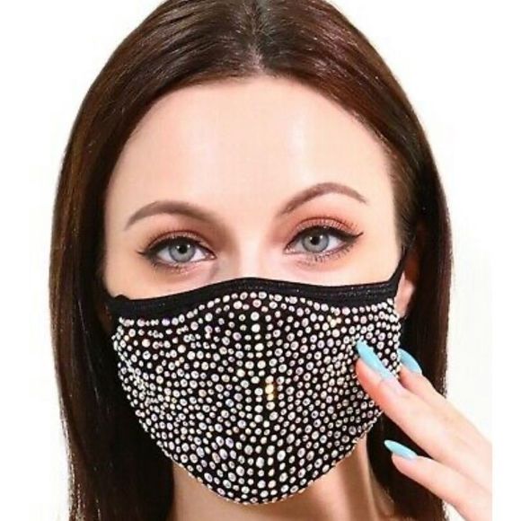 🔥🔥NWT Bling Bling JLO Style, reusable Swarovski Crystal face mask - Picture 1 of 2